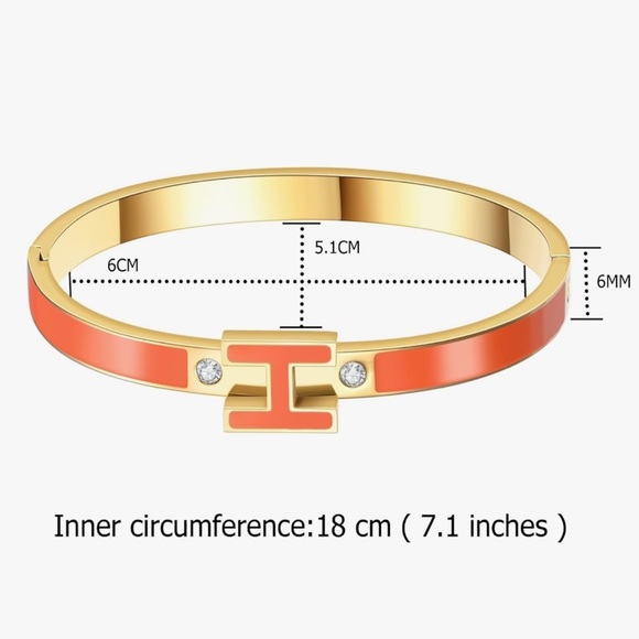 H bangle bracelet in Gold and Orange high end designer look - Picture 2 of 4
